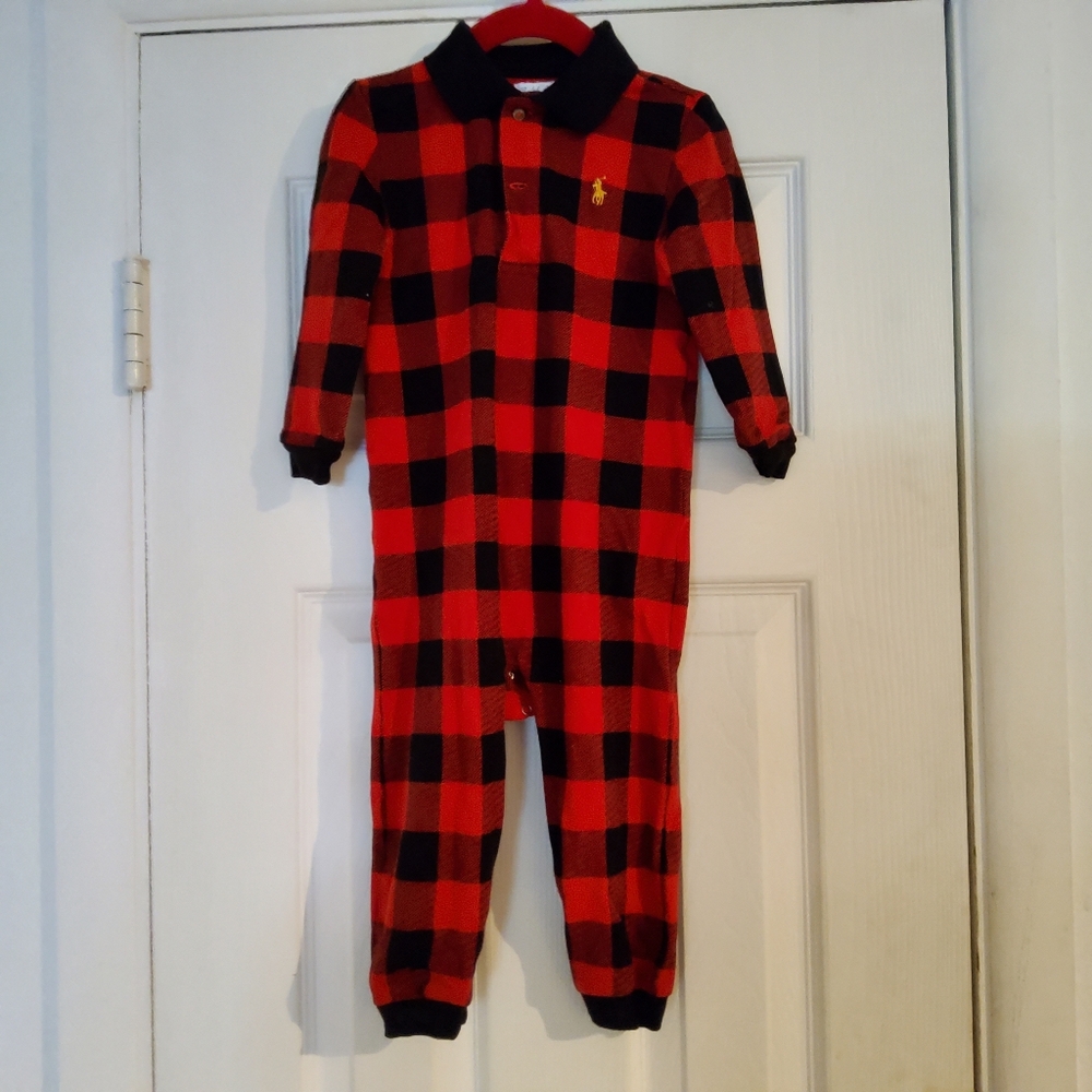 Ralph Lauren Red and Black Plaid Kids One Piece